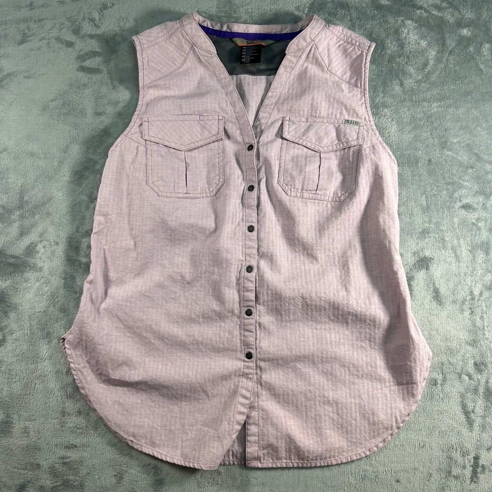 5.11 Tactical Women's Sleeveless Button Up Shirt Light Purple Size‎ Medium
